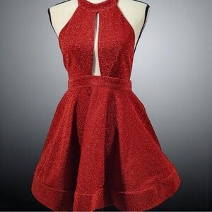 Luxxel Sparkling Red Backless Dress Medium